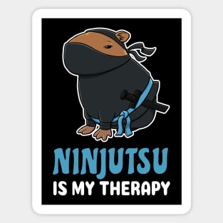 Ninjutsu is my therapy cartoon Capybara Sticker